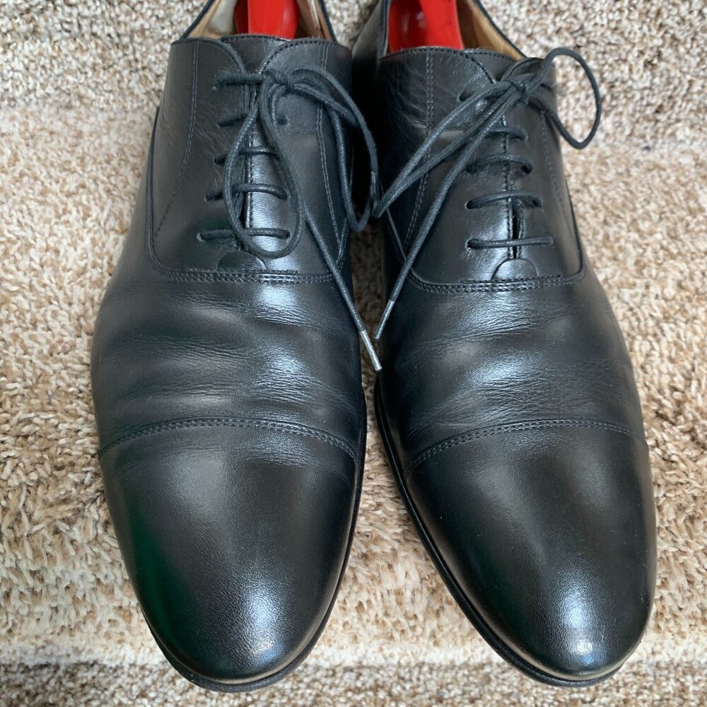 Chanel Uniform Men's Black Lace- up Leather Shoes-